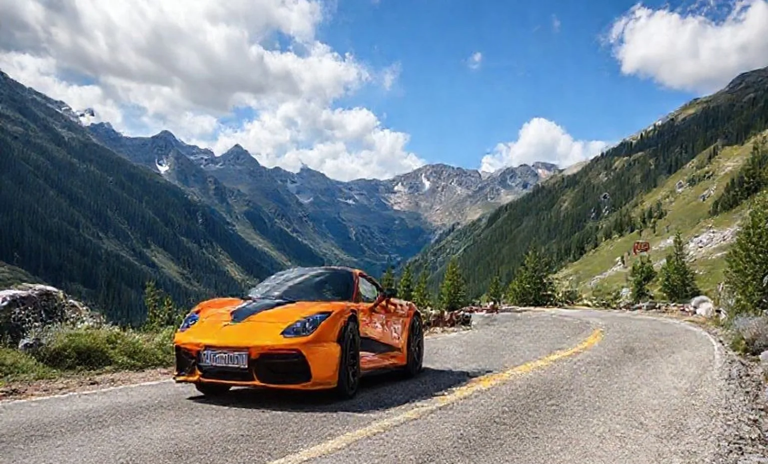 Mountain road sports car rental